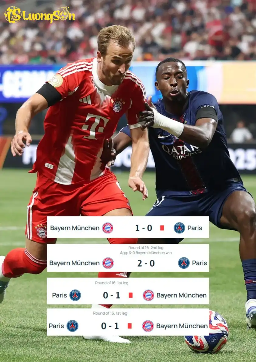 PSG toàn thua và không ghi nổi bàn thắng trong 4 trận gần nhất gặp Bayern Munich tại Champions League